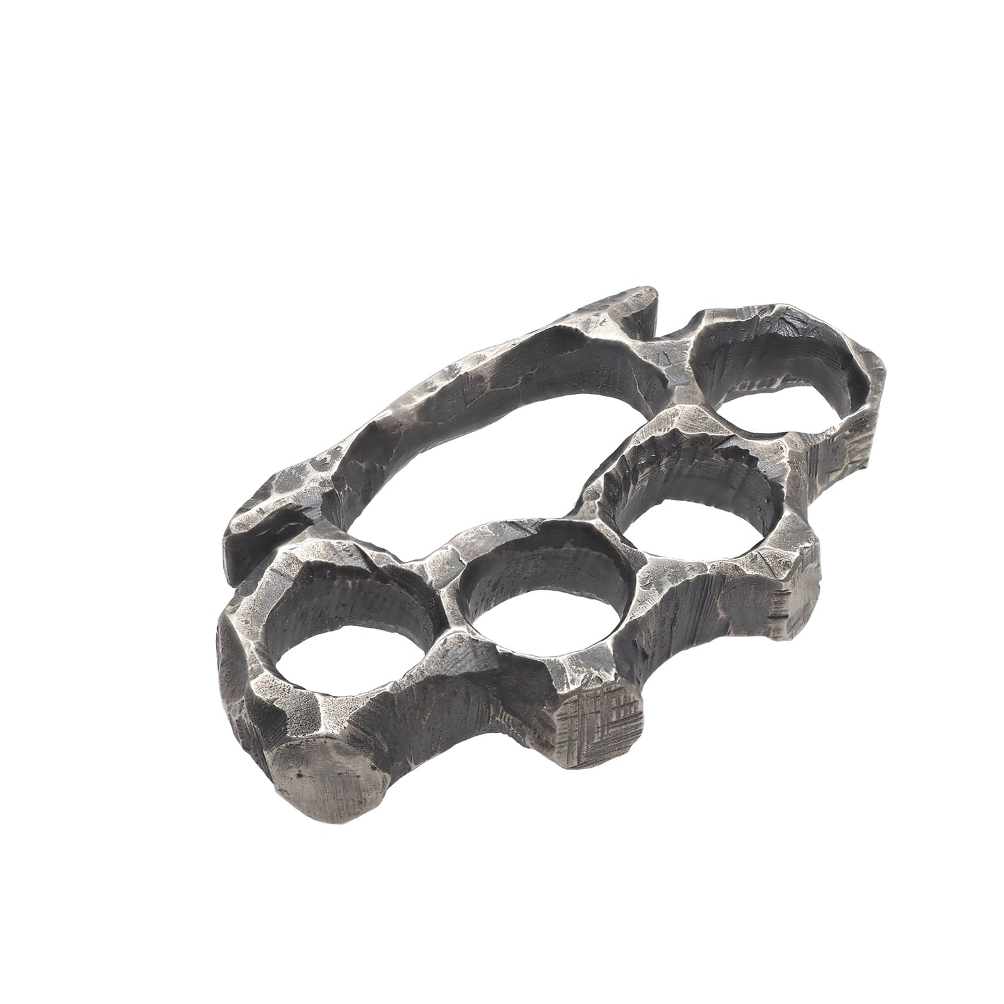 Stylish Edgy Silver Brass Knuckles Pendant with Sturdy Bismarck Chain