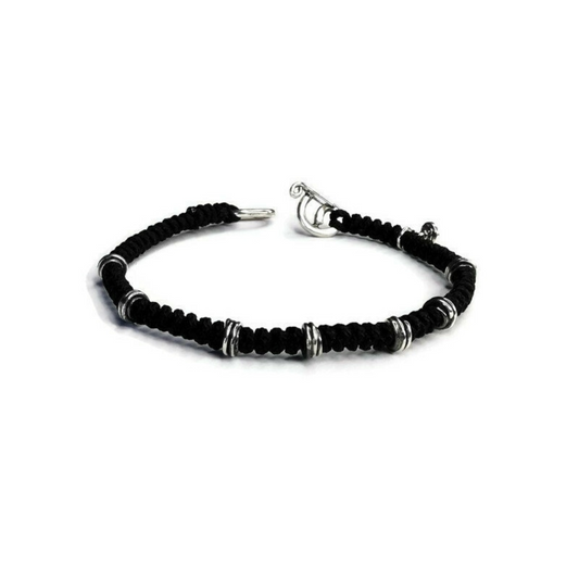 Handcrafted Macrame Bracelet with Sterling Silver Clasp and Personalized Seal