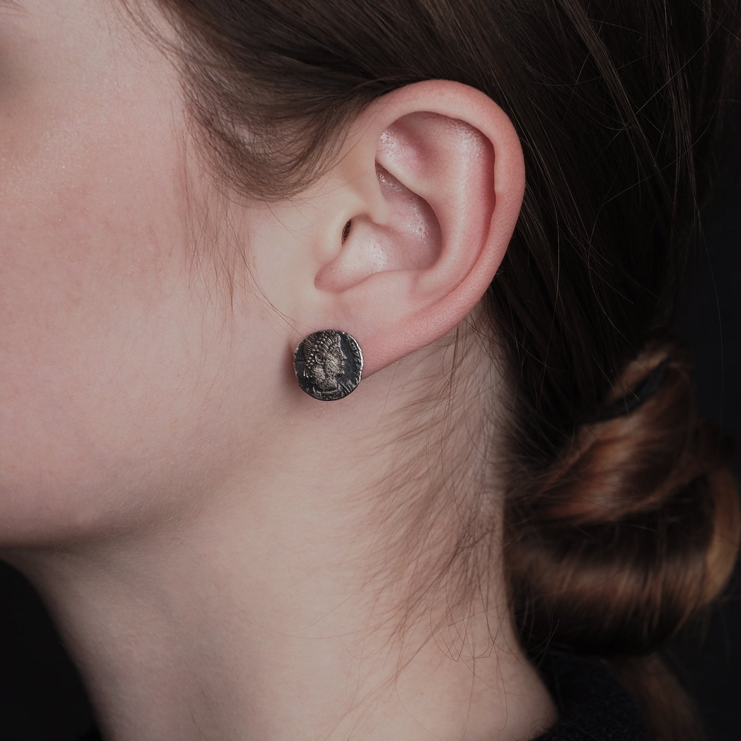 Ancient Roman Coin Earrings - Emperor Constantius II Replica in Sterling Silver