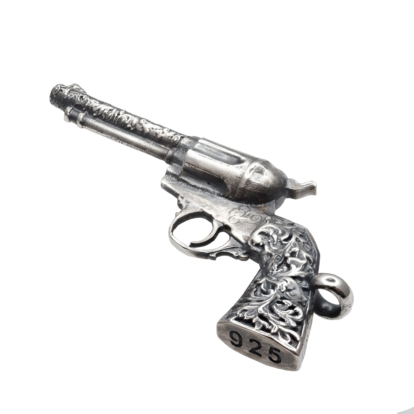 Colt revolver necklace in silver, wild old west jewelry for men