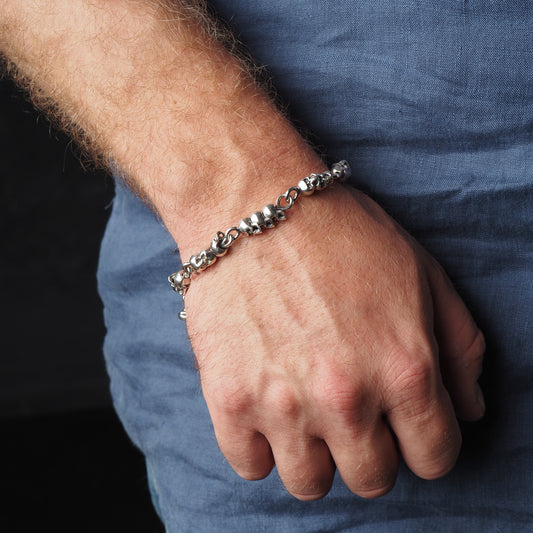 Pirate Collection Skulls Bracelet with Unique Six Clasp Design