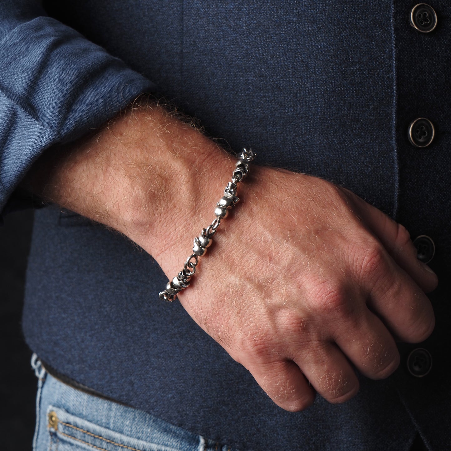 Pirate Collection Skulls Bracelet with Unique Six Clasp Design