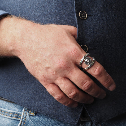 Pirate Adventure Ring with Antique Skull Coin