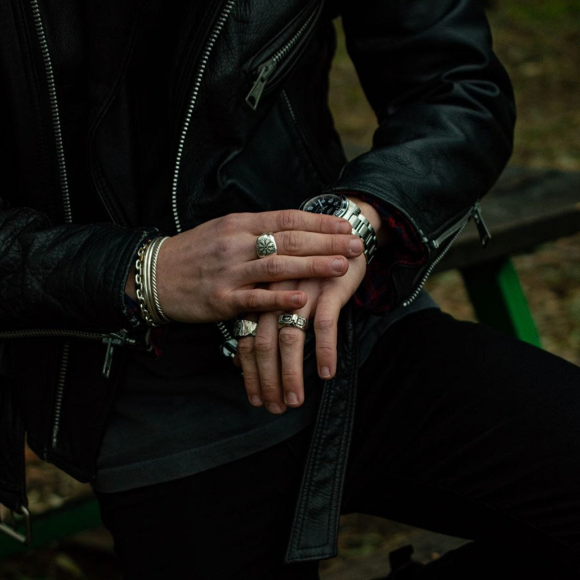Unique Men's Viking Norse Rune Ring with Handcrafted Silver and Celtic Galdrastafir Design