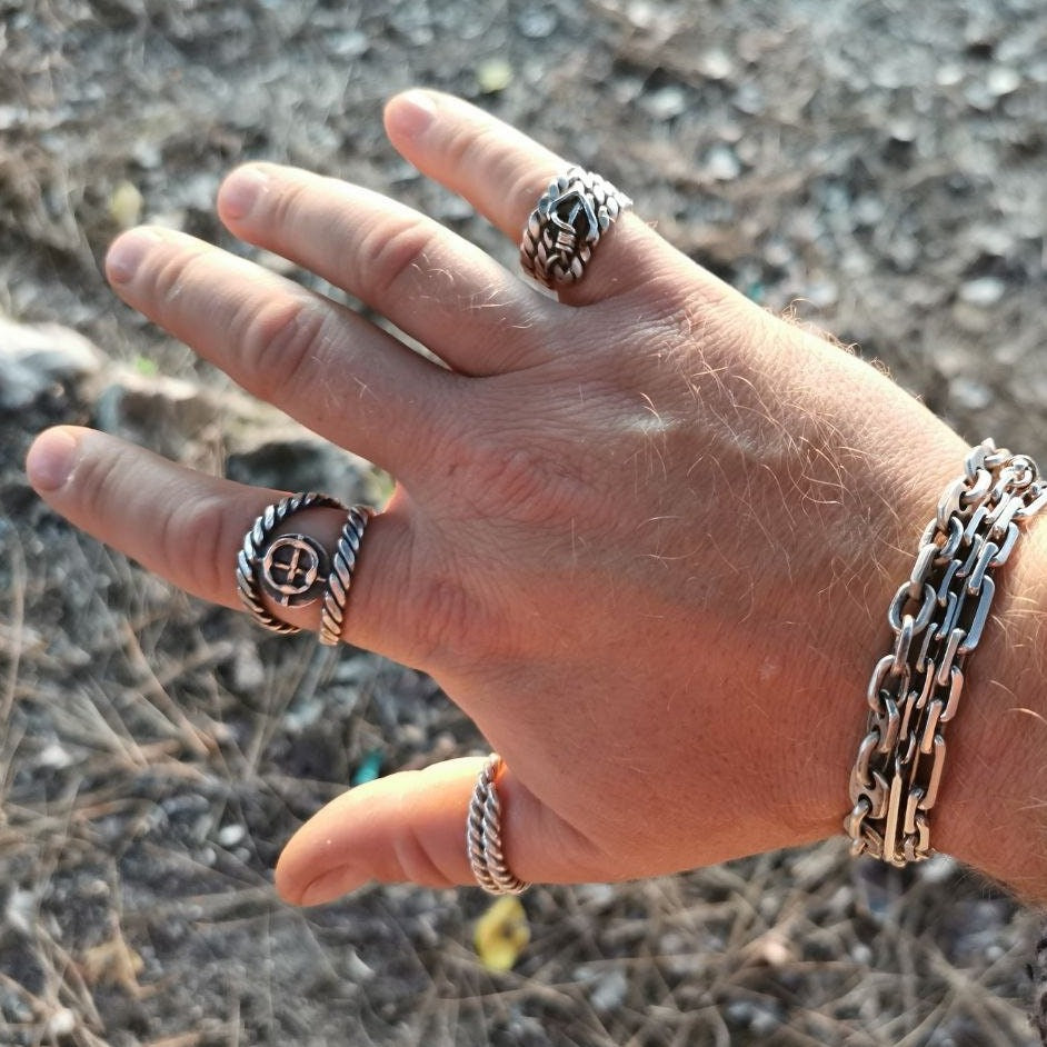 Treasure Hunt-Inspired Pirate Ring with Antique Coin Centerpiece