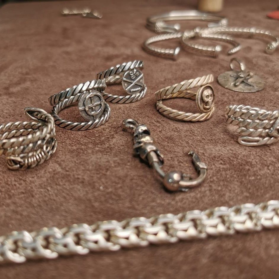 Treasure Hunt-Inspired Pirate Ring with Antique Coin Centerpiece