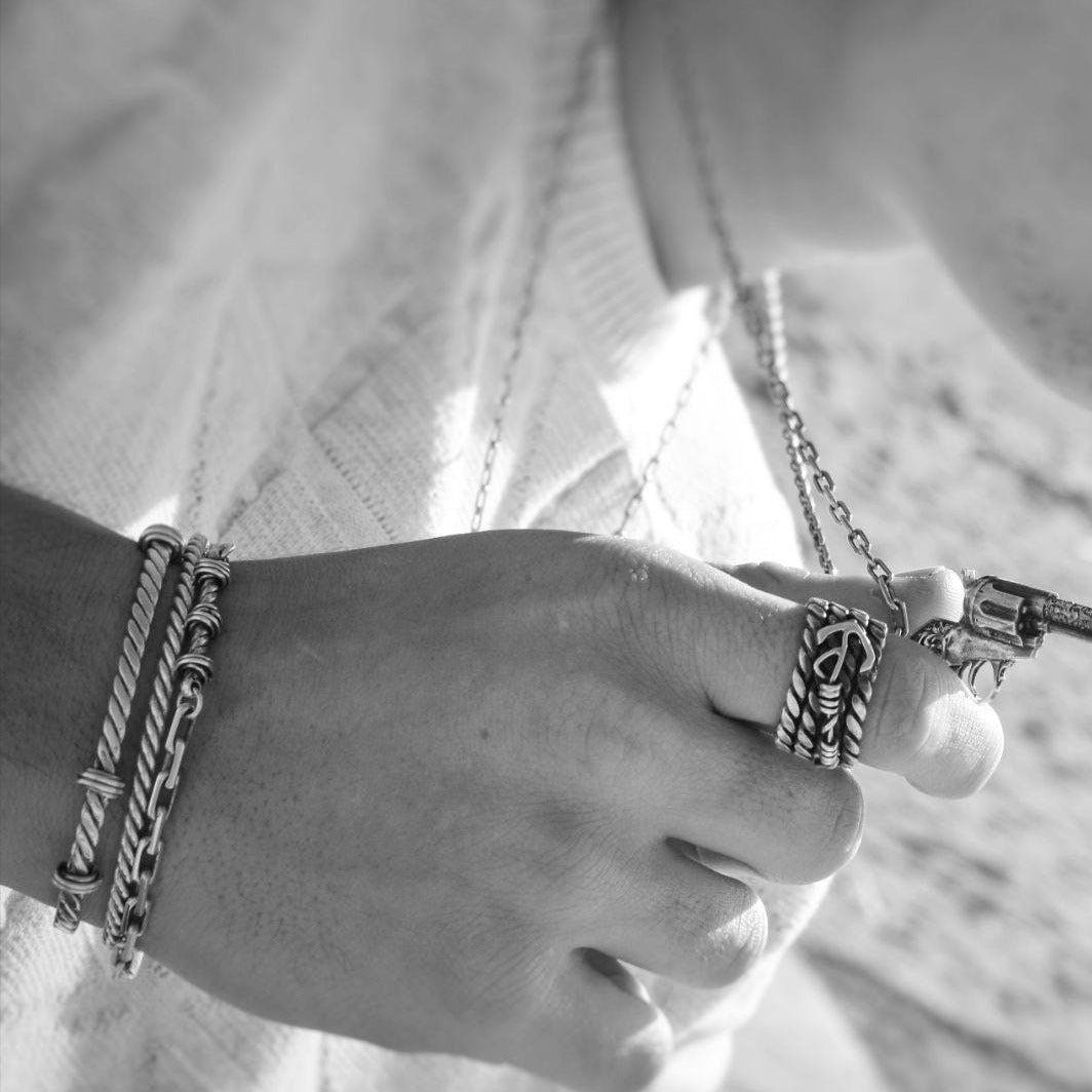 Filigree Anchor Rope Ring - Handmade Maritime Style