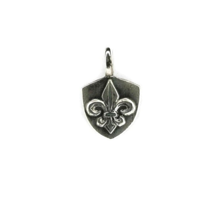 Fleur De Lis Necklace - French Lily Pendant on Handmade Anchor Chain, Heraldic Symbol