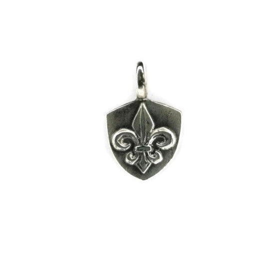 Fleur De Lis Necklace - French Lily Pendant on Handmade Anchor Chain, Heraldic Symbol