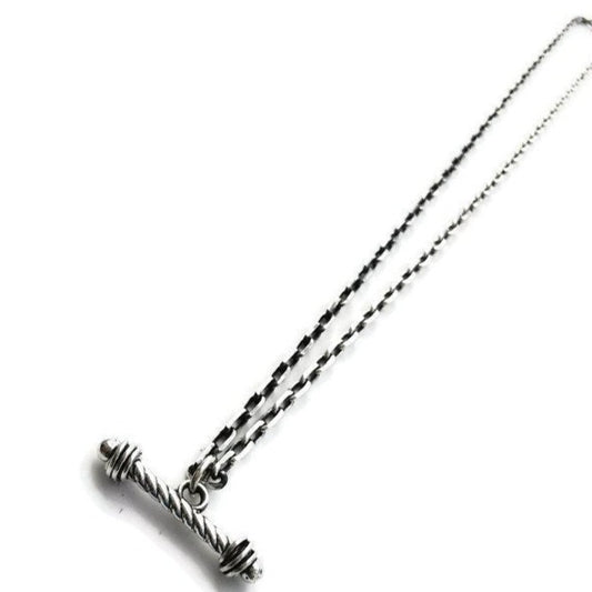 T-bar Spiral Barbell Pendant with Anchor Chain - Handcrafted Unique Jewelry