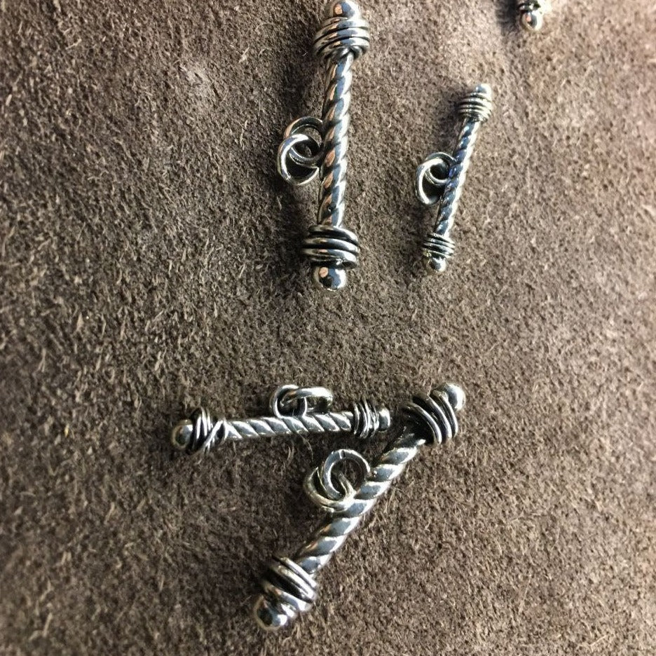 T-bar Spiral Barbell Pendant with Anchor Chain - Handcrafted Unique Jewelry
