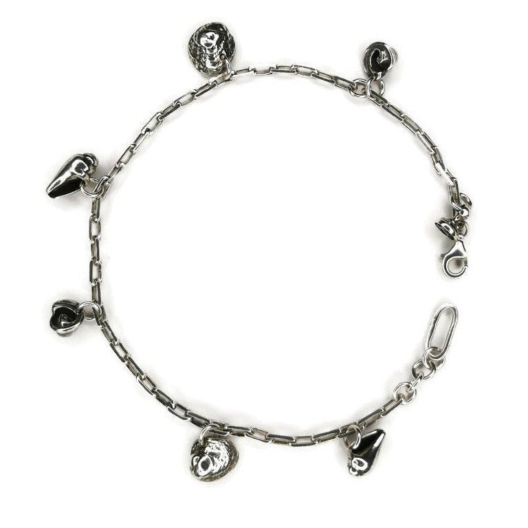 Summer SeaShell Anklet: Elegant Bracelet with Silver Cast Charms
