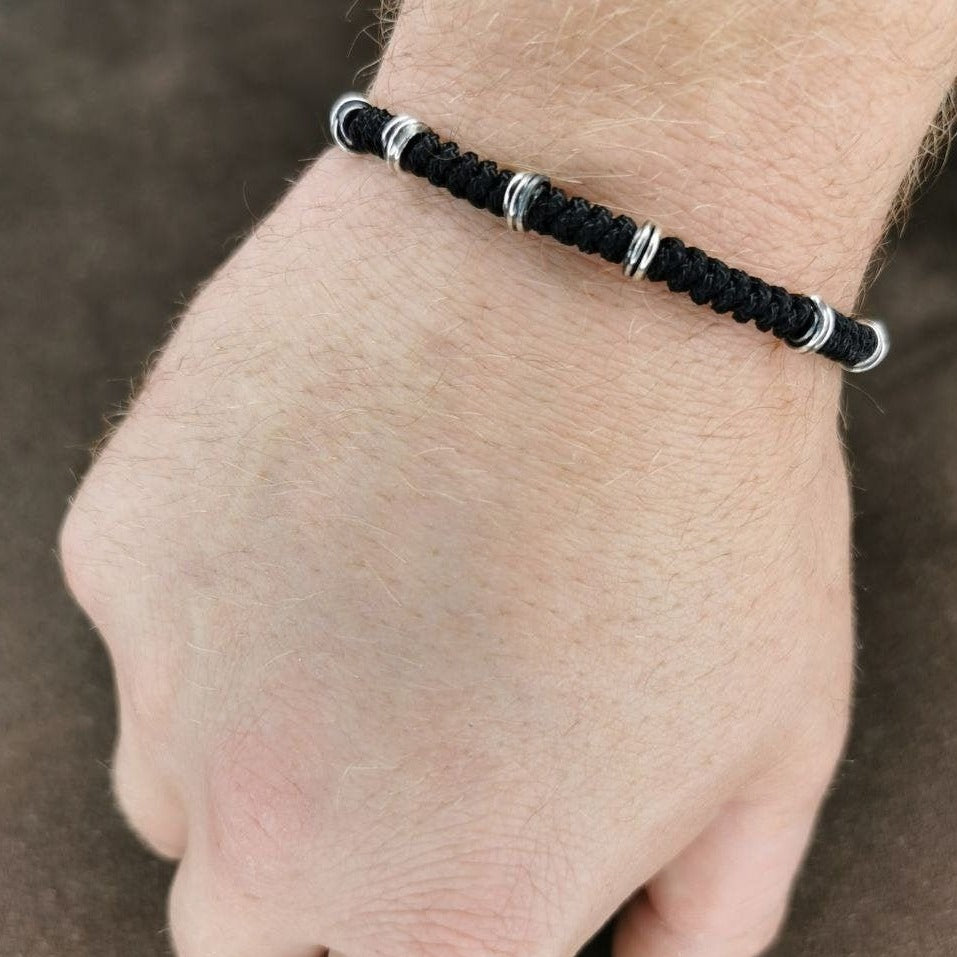 Handcrafted Macrame Bracelet with Sterling Silver Clasp and Personalized Seal