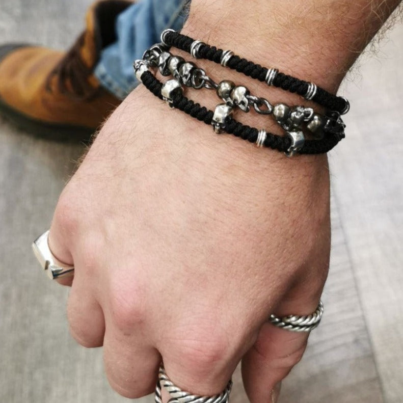 Handcrafted Macrame Bracelet with Sterling Silver Clasp and Personalized Seal