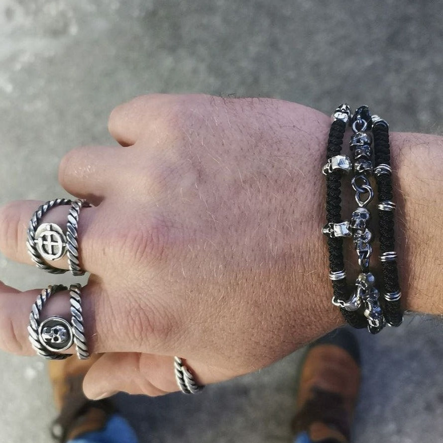 Handcrafted Macrame Bracelet with Sterling Silver Clasp and Personalized Seal