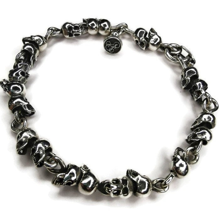 Pirate Collection Skulls Bracelet with Unique Six Clasp Design