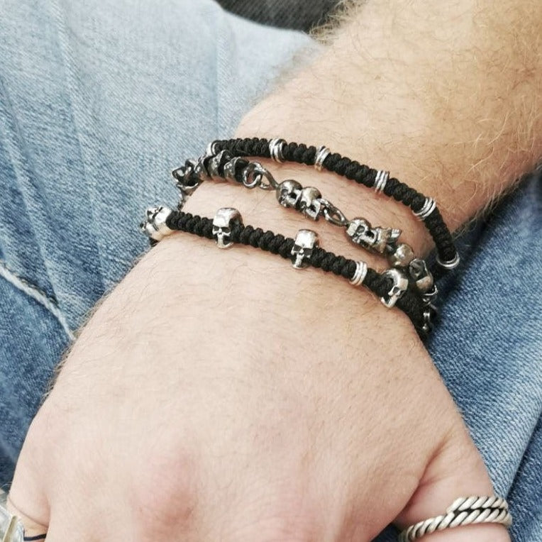 Pirate Collection Skulls Bracelet with Unique Six Clasp Design