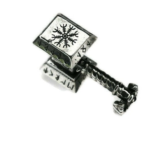Silver Thor's Hammer Necklace for Men - Norse Celtic Mjolnir Pendant