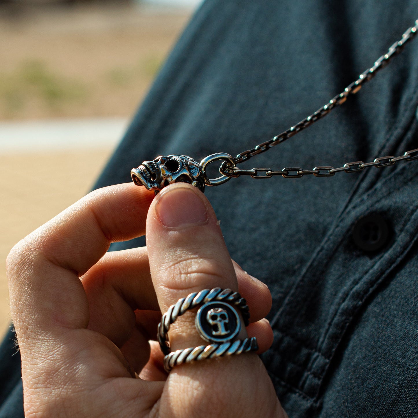 Pirate Adventure Ring with Antique Skull Coin