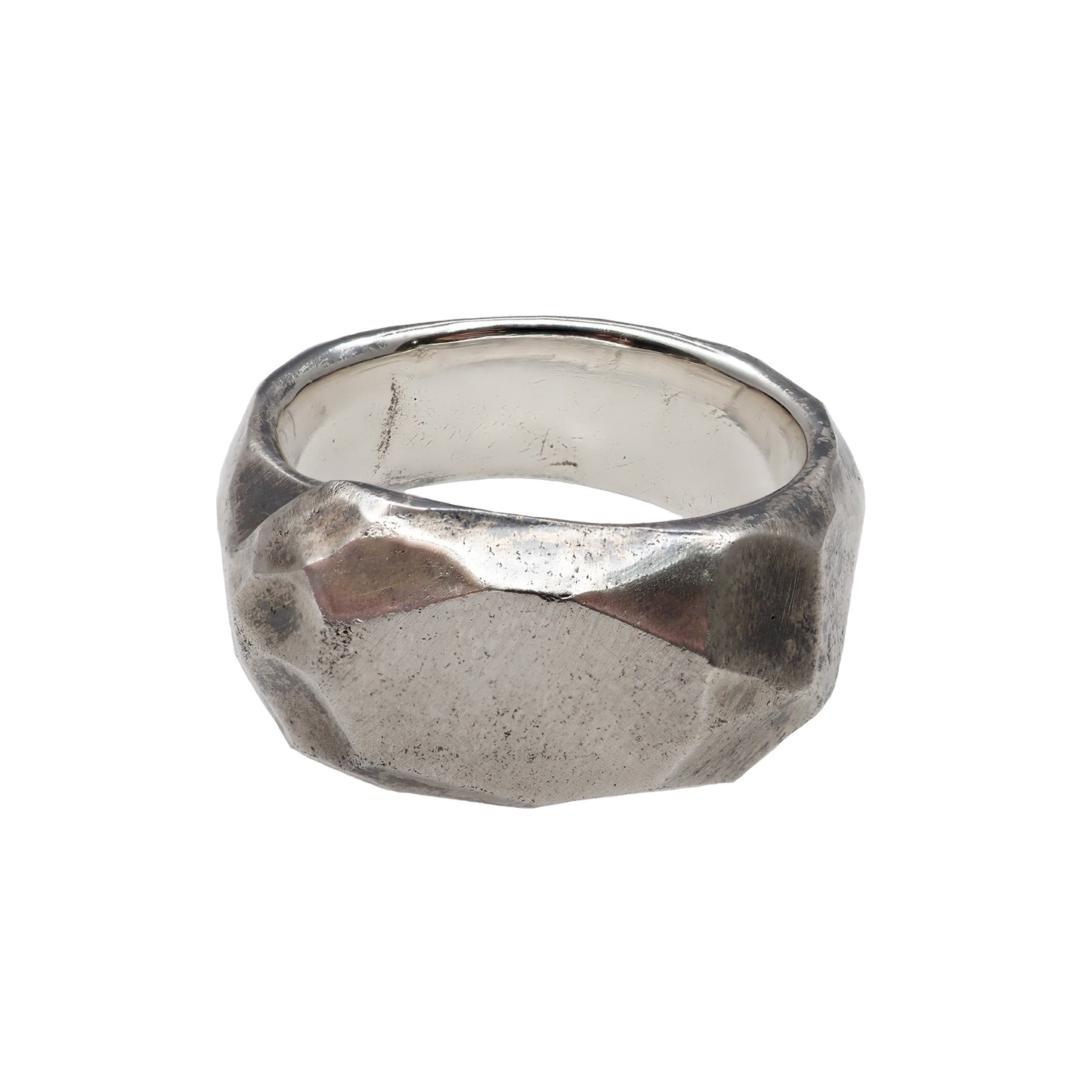silver signet ring on the white background