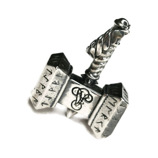 Silver Thor's Hammer Necklace for Men - Norse Celtic Mjolnir Pendant