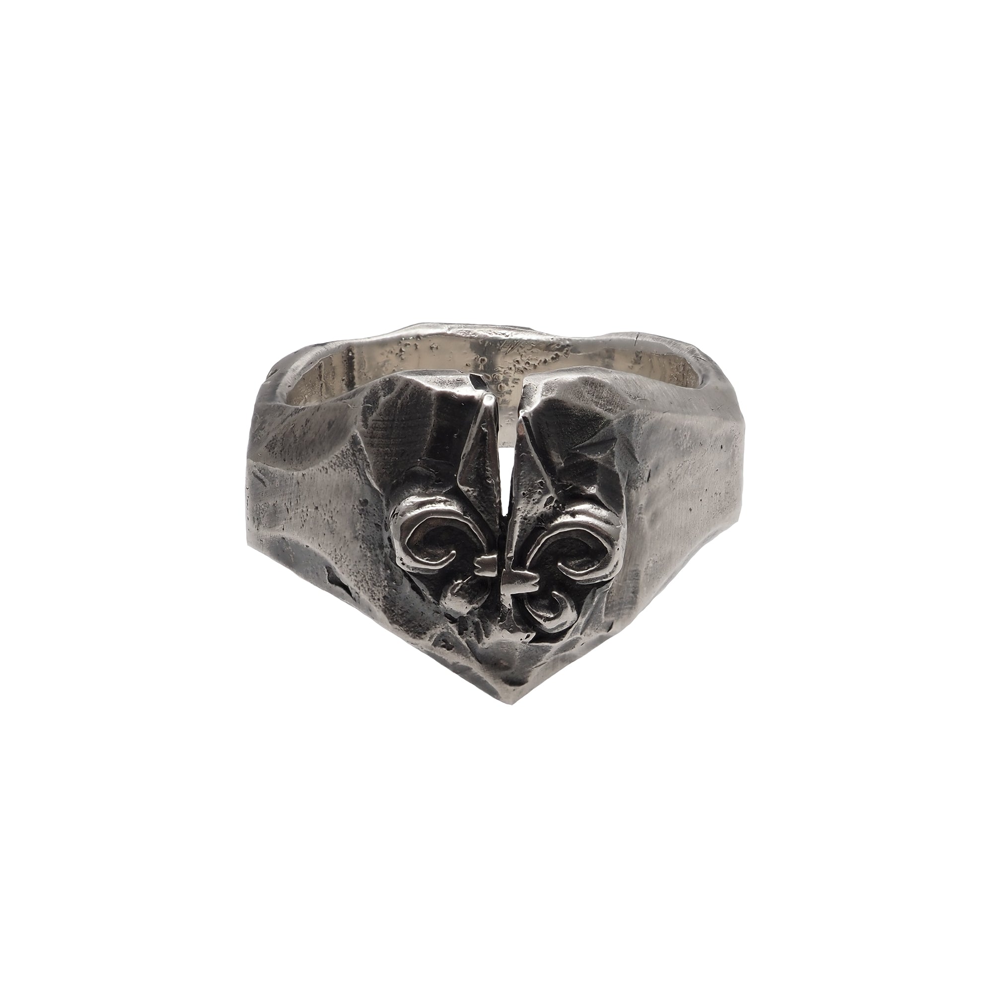 King Arthur's Knight Silver Signet Ring features a fleur-de-lis on