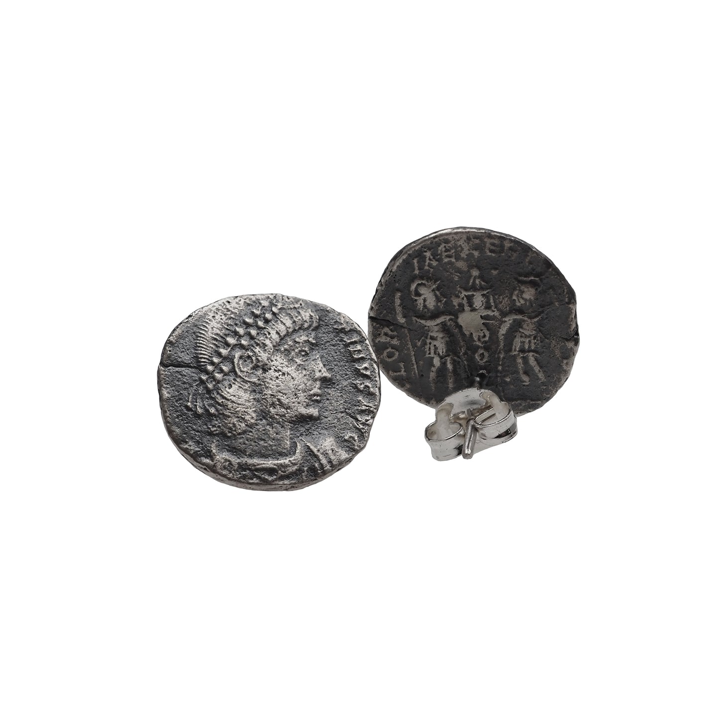 Ancient Roman Coin Earrings - Emperor Constantius II Replica in Sterling Silver