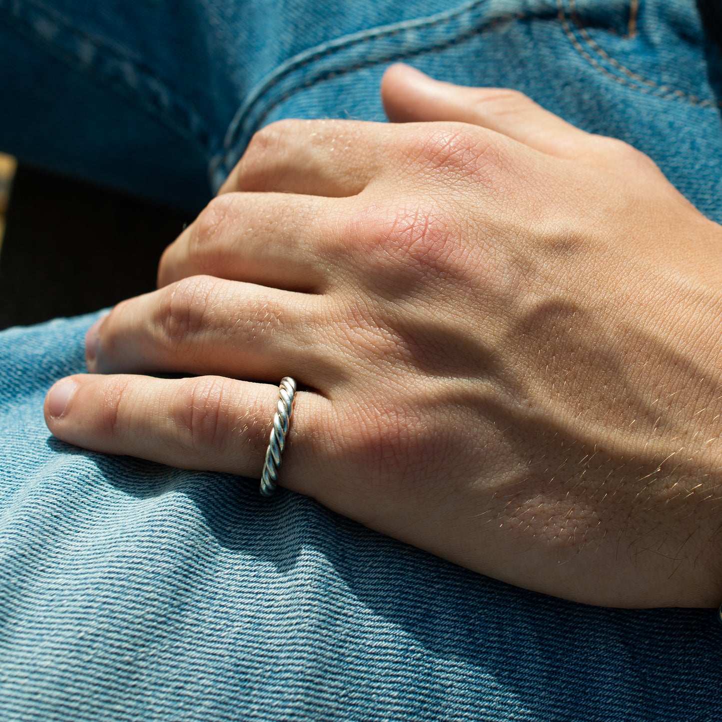 Sterling silver twisted rope ring