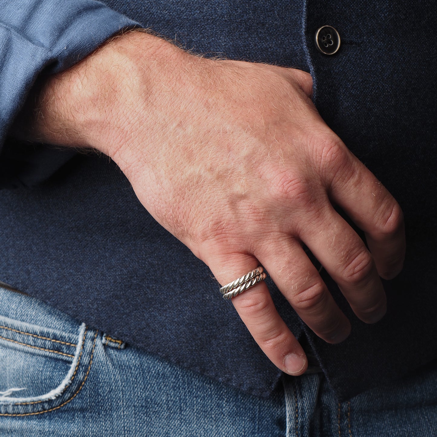 Sterling silver twisted rope ring