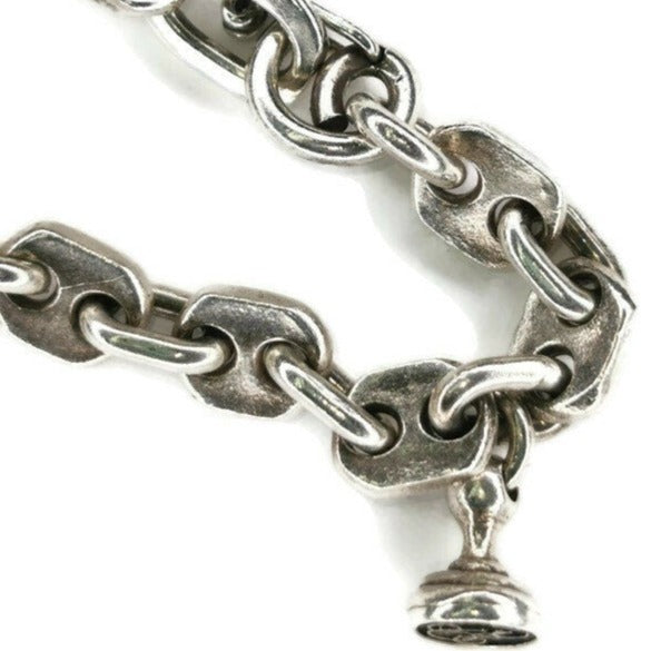 Handmade Puffed Chain Bracelet with Personal Seal and Unique Clasp