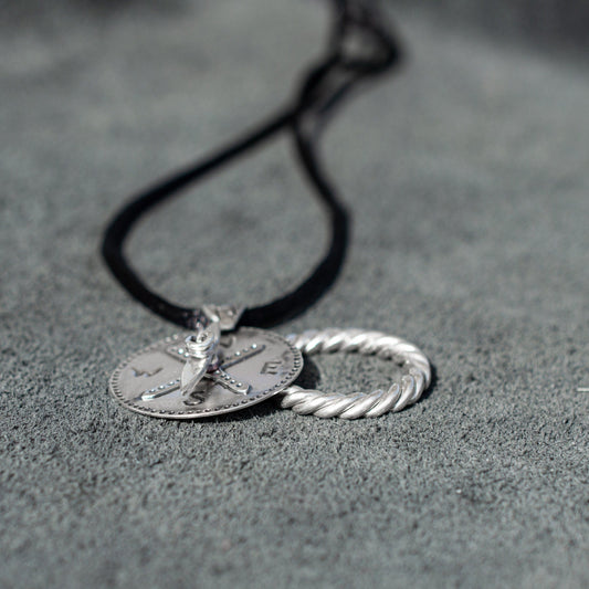 Men's Silver Nautical Sailor's Compass Necklace