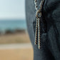 Men's Silver Anchor Chain with Double Vertical Rope Bar Pendant - Long and Sleek Design