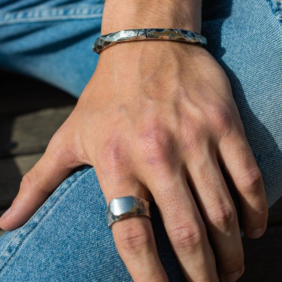 Mens chunky on sale silver rings