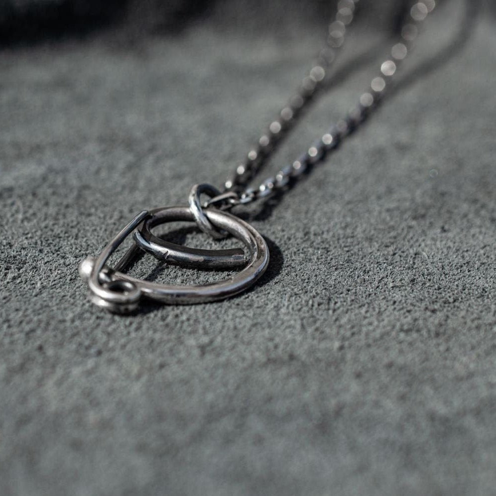 Silver Band Ring Pendant with Chain for Men |